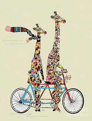 Giraffe Days Lets Tandem Art Print